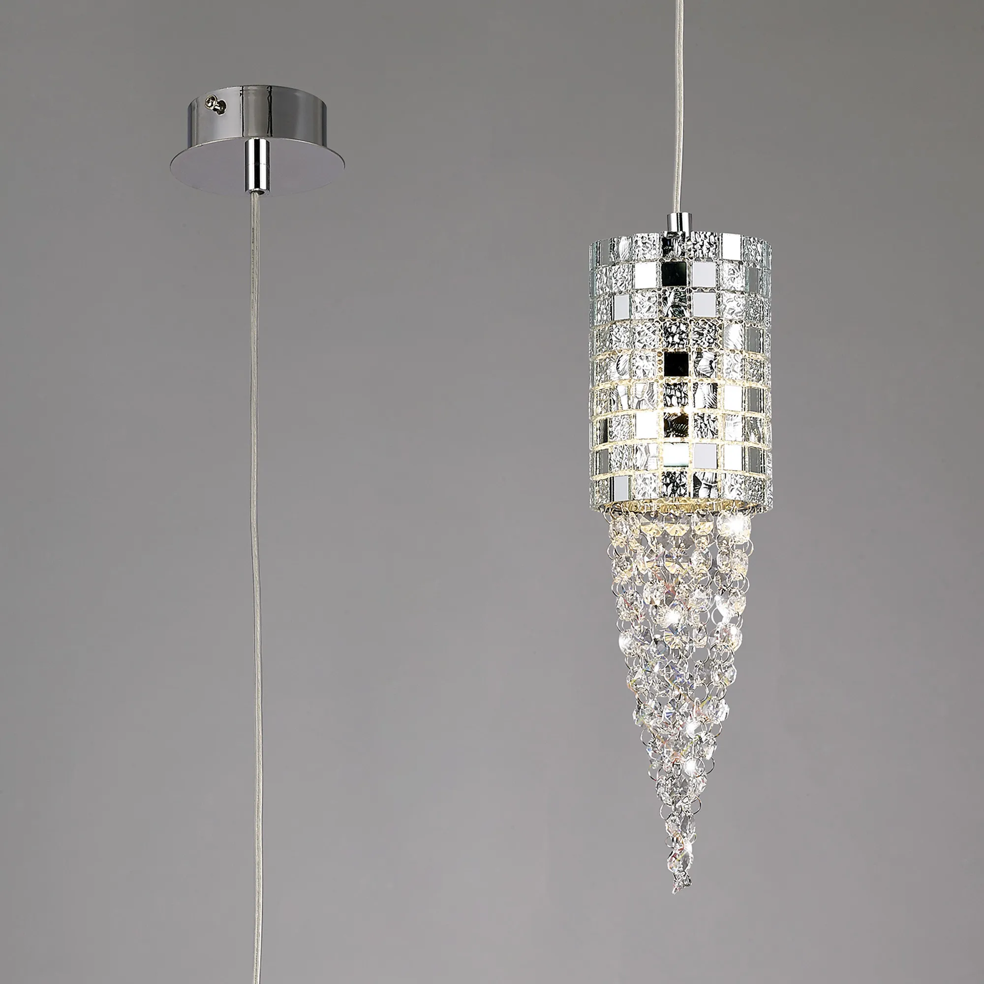 IL31622  Camden Crystal Pendant 1 Light Polished Chrome